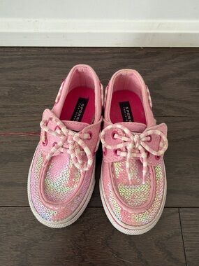 Sperry Topsider pink sequin boat shoe size 7